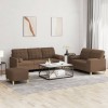 VidaXL Set de canapele cu perne, 3 piese, maro, textil