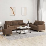 VidaXL Set de canapele cu perne, 3 piese, maro, textil
