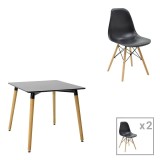 Cumpara ieftin Set dining Natali-Julita, Pako World, 3 piese, Negru-Natural, 80x80x76 cm