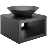 Outsunny Focar &Oslash;59 cm cu raft pentru lemne, c&acirc;rlig, utilizabil cu lemne și cărbune, rotund, Negru | Aosom Romania