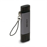 Cititor de carduri USB 3.2 Type C &amp; A la SD/Micro SD, Lindy L43335