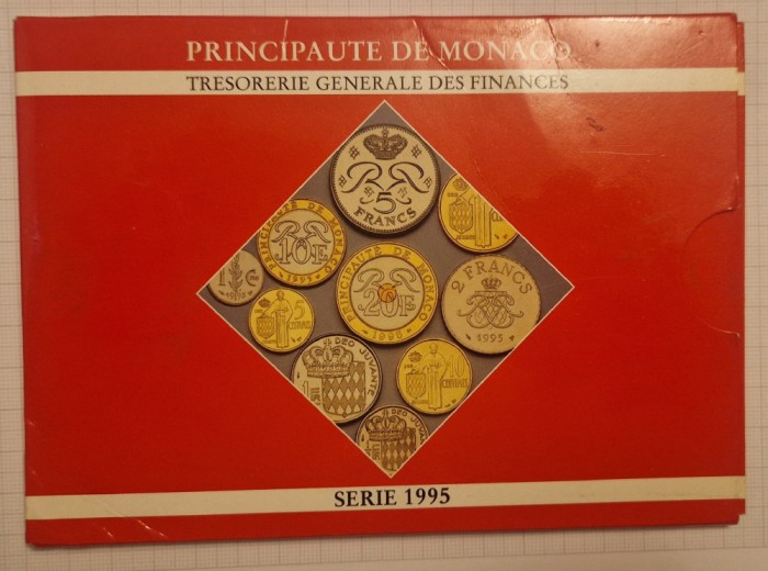 Monaco, foarte rar, cota excelenta, set, 10 monede, 1995