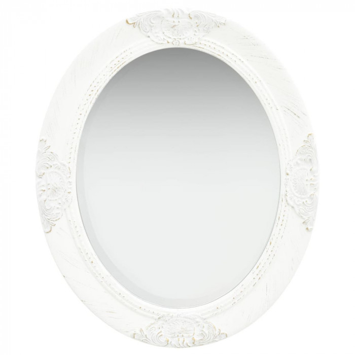 Oglindă de perete &icirc;n stil baroc, alb, 50 x 60 cm