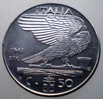 2.330 ITALIA WWII VITTORIO EMANUELE III 50 CENTESIMI 1941 R MAGNETICA foto
