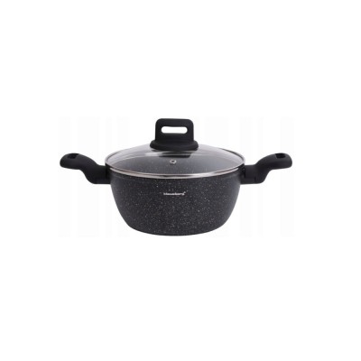 Oala cu capac, aluminiu turnat, marmorata, neagra, 20cm, 2.36l, Klausberg foto