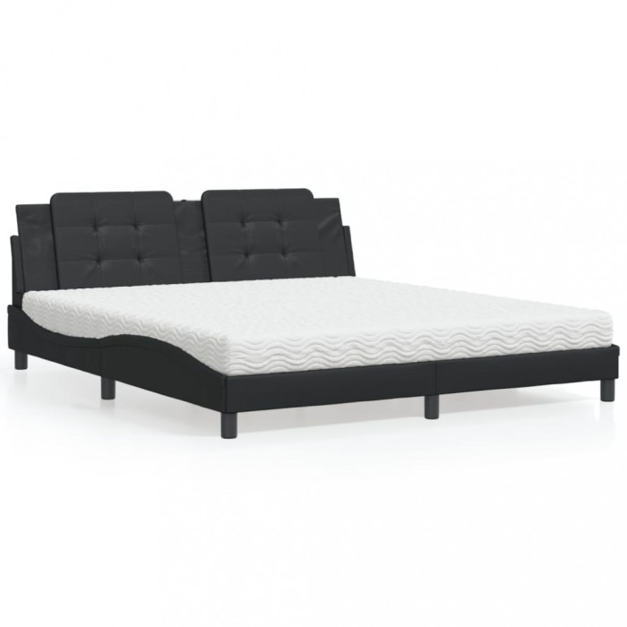 vidaXL Pat cu saltea, Zadar, negru, 180x200 cm, piele ecologică 3208880
