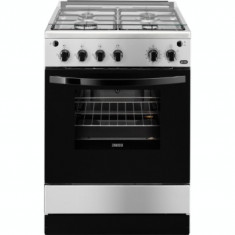 Aragaz pe gaz Zanussi ZCG612H1XA, 4 arzatoare, aprindere electrica, grill, rotisor, 60 cm, inox foto