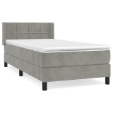 Cumpara ieftin Pat continental cu saltea, gri deschis, 80x200 cm, catifea