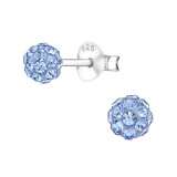 Cercei Argint 925 Cristale Light Sapphire Albastre, Minge, Sistem Surub. Cercei Femei Antialergici BV39278-5