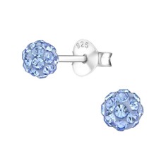 Cercei argint, in forma de minge cu cristale Light Sapphire, BV39278-5