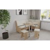 Coltar Bucatarie Tunis Stejar Aur + Fildes, Masa + 2 Tabureti, Set Complet, MP