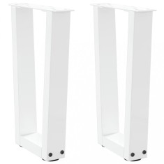 vidaXL Picioare pentru măsuță de cafea &icirc;n formă de V, 2 buc., alb, 28x (42-43,3) cm, oțel 4012621