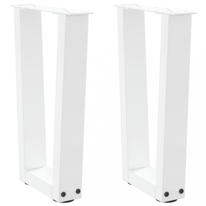 vidaXL Picioare pentru măsuță de cafea &icirc;n formă de V, 2 buc., alb, 28x (42-43,3) cm, oțel