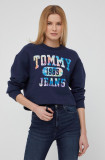 Cumpara ieftin Tommy Jeans hanorac de bumbac femei, culoarea albastru marin, cu imprimeu