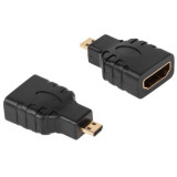 Adaptor micro HDMI la HDMI mama aurit negru, Oem