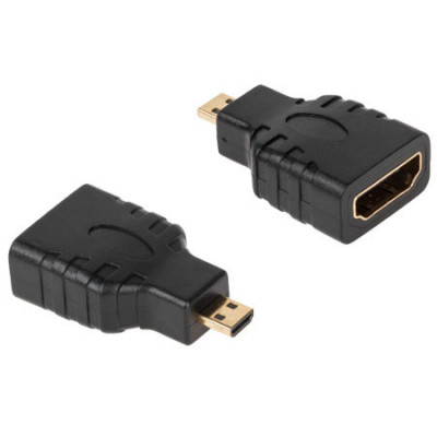 Adaptor micro HDMI la HDMI mama aurit negru foto