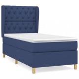 Cumpara ieftin Pat box spring cu saltea, albastru, 80x200 cm, textil
