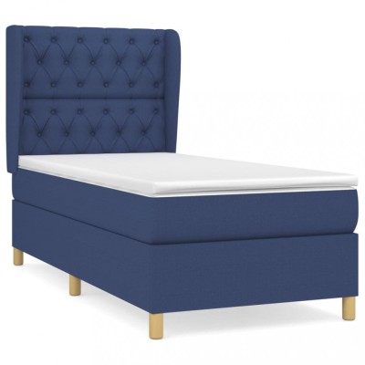 Pat box spring cu saltea, albastru, 80x200 cm, textil foto