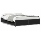 VidaXL Cadru de pat, negru, 140x200 cm, lemn prelucrat și metal