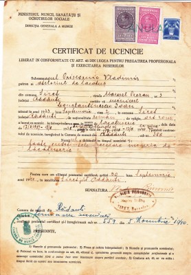 AMS - CERTIFICAT DE UCENICIE, RĂDĂUȚI ANUL 1940 foto