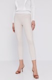 Morgan Pantaloni femei, culoarea crem, mulat, medium waist