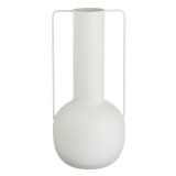 Vază Metalică, Model Ecru Mat, 14x30.5cm, Două M&acirc;nere, Fier