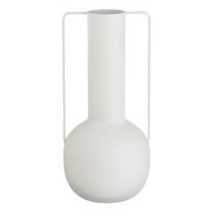 Vază Metalică, Model Ecru Mat, 14x30.5cm, Două M&acirc;nere, Fier