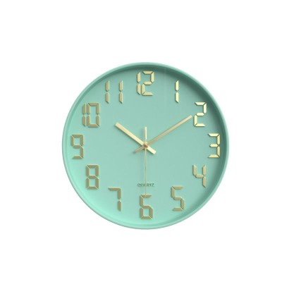 Ceas de perete, Mindblower, verde cu cifre aurii, 30 cm, mecanism Quartz foto