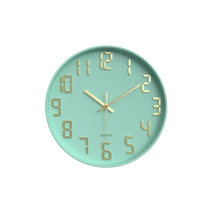 Ceas de perete, Mindblower, verde cu cifre aurii, 30 cm, mecanism Quartz