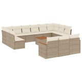 Cumpara ieftin Set canapele de gradina, 14 piese, cu perne, bej, poliratan