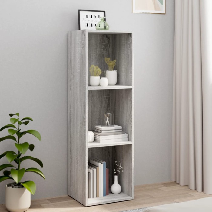 Gossi biblioteca/dulap tv, gri sonoma, 36x30x114 cm, lemn prelucrat