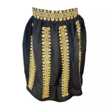 Cumpara ieftin Fusta Traditionala Neagra cu Broderie Florala Crem - FTSF07