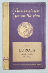 EUROPA , HARTA , SCARA , 1 : 7.500.000, EDITIE INTERBELICA , TEXT IN LIMBA GERMANA foto