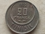 TUNISIA-20 FRANCS 1950, Africa, Cupru-Nichel