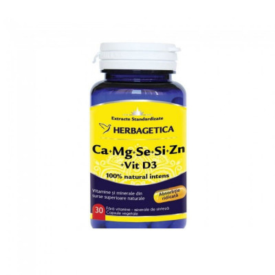CA MG SE SI ZN cu Vitamina D3 Herbagetica 30cps foto
