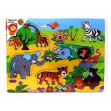 Puzzle lemn - Animale din safari, 9 piese