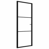 Cumpara ieftin Usa de interior, negru, 76x201,5 cm, sticla ESG si aluminiu