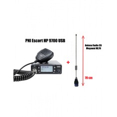 Statie Radio CB PNI Escort HP 9700 USB ASQ 12v 24v + Antena Radio CB Megawat ML70 + Talpa Magnetica 145PL