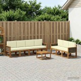 Cumpara ieftin Set de canapele de exterior 7 buc. 7-Locuri Natural si Crem