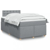 Cumpara ieftin Pat box spring cu saltea, gri deschis, 120x190 cm, textil