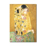 Tablou celebru pictat manual, The Kiss, Sarutul, 70x50cm ulei pe panza, reproducere Gustav Klimt, Magistral