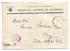 S160 Plic + scrisoare Sabin Manuila 1938 Institutul Central de Statistica foto