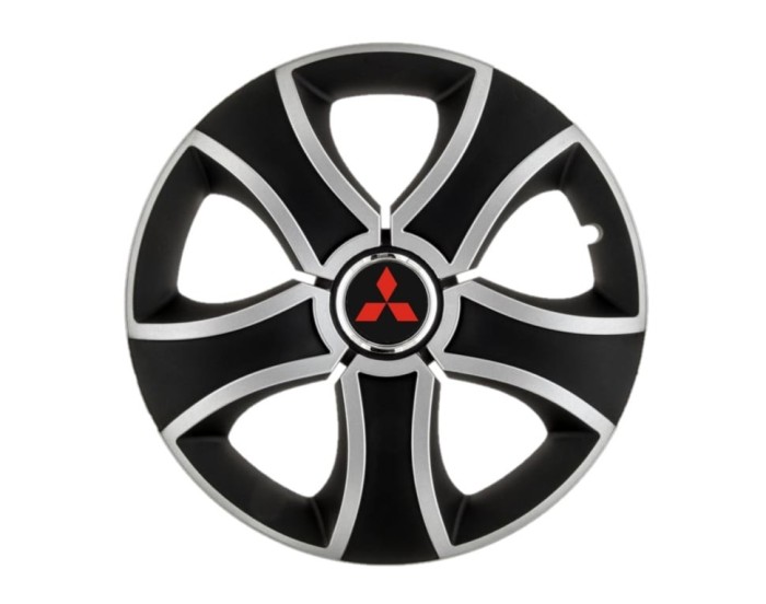 Set 4 capace roti Bis Gri-Negru R15 pentru gama auto Mitsubishi