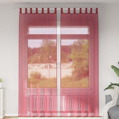vidaXL Perdele Voile cu Bucle 2 buc Roșu Vin 140x260 cm foto