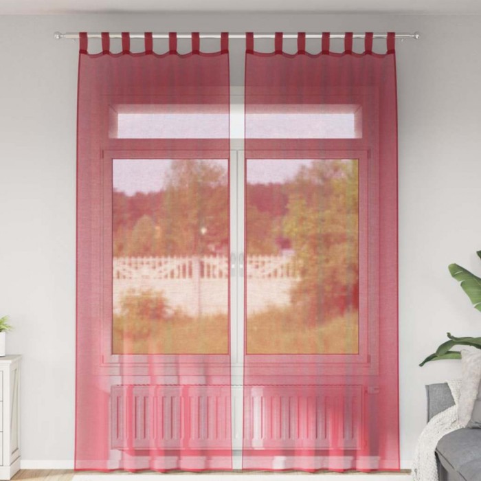 vidaXL Perdele Voile cu Bucle 2 buc Roșu Vin 140x260 cm