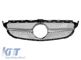 Grila crom/gray tip C63 potrivita pentru Mercedes C-Class W205 sedan, S205 break, C205 coupe 2014-2018 fara deschidere pentru camera Performance AutoT