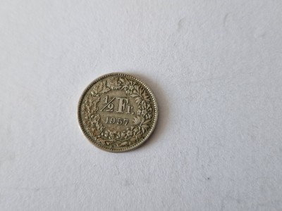 Elvetia 1/2 Francs 1957 Argint foto