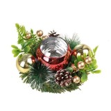 Suport pentru Lumanare de Craciun, Flippy, Model Glob pentru Brad 2 Conuri, Sfesnic de Tip Ghirlanda, Decoratiune pe Masa de Craciun, 12 x 12 x 6 cm,
