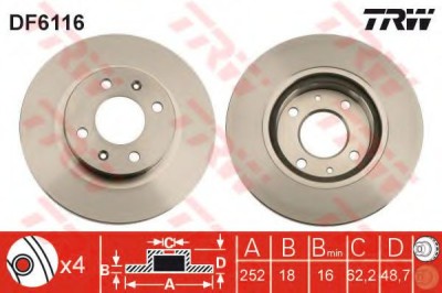 Disc frana HYUNDAI i10 (IA) (2013 - 2016) TRW DF6116 foto
