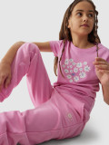 Tricou din bumbac organic pentru fete - roz, 4F Sportswear